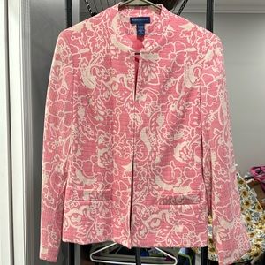 Karen Scott Pink/Off White Floral Blazer